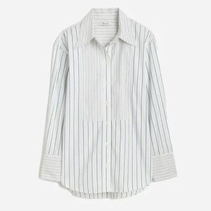 NWOT Madewell Tuxedo Button-Up Shirt in Poplin - Striped. Medium White and navy